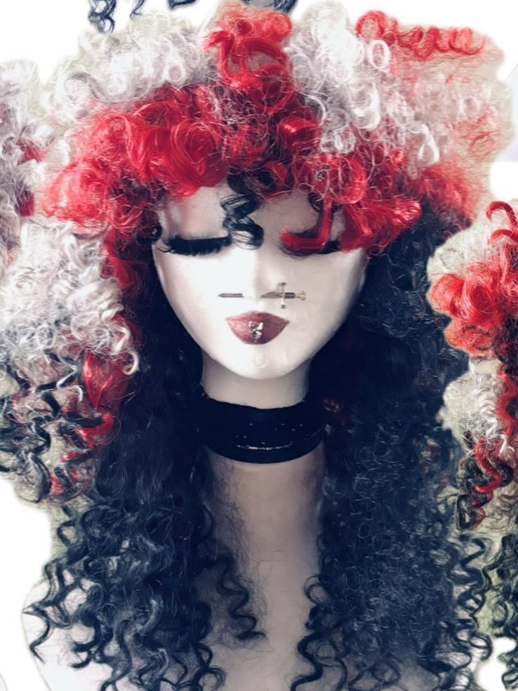 Wig: red and black