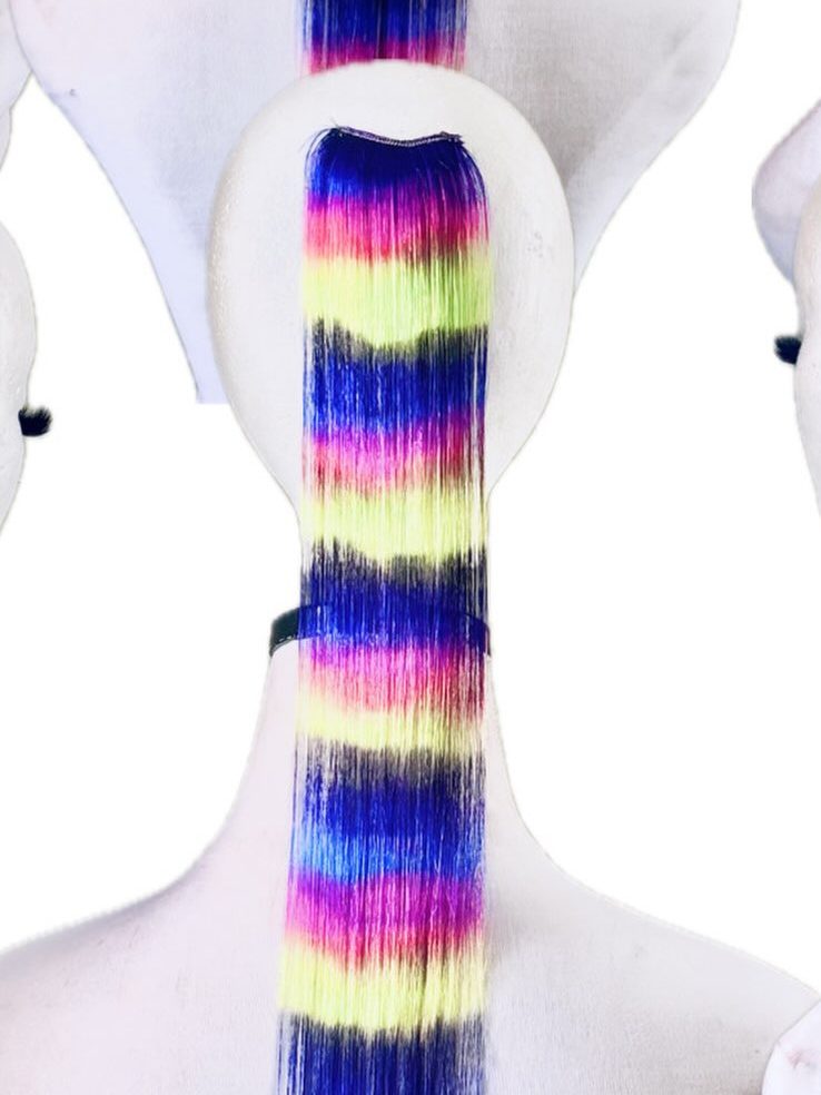 Rainbow-striped hair extension