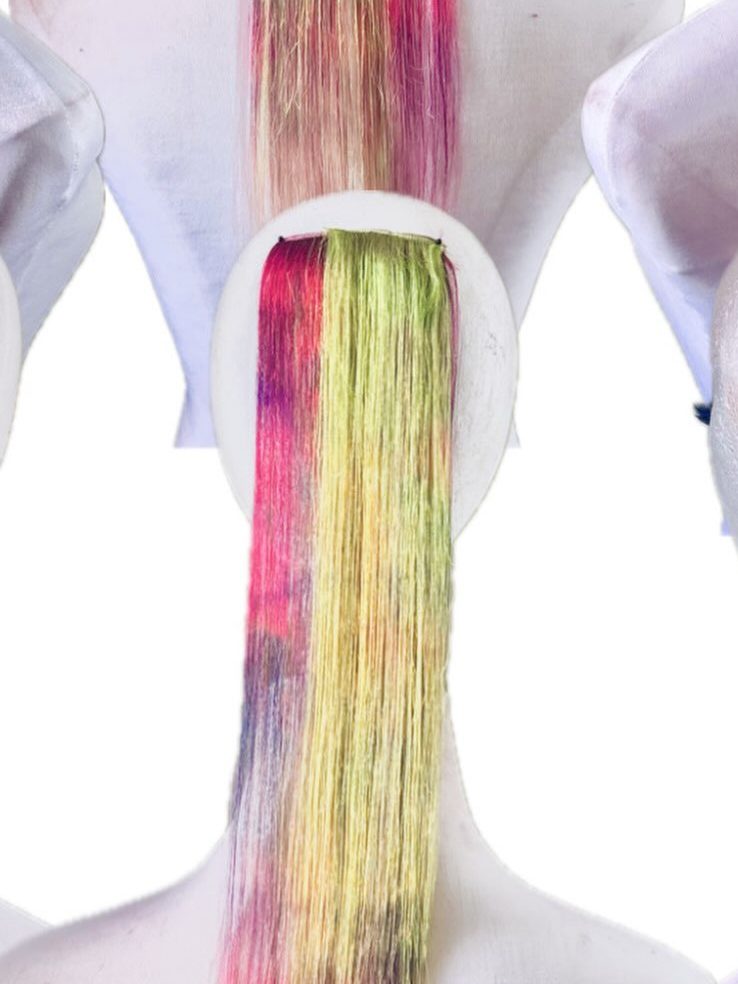 Hair extension: yellow and pink